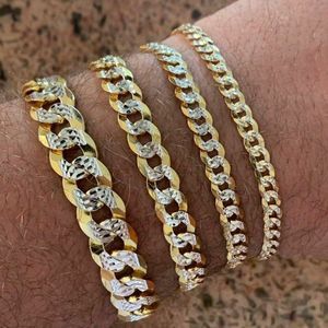 Mens Cuban Bracelet Diamond Cut Two Tone